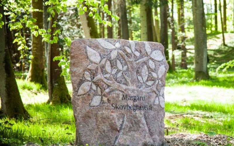 Margård Skovbegravelsesplads indgangssten fremvisning